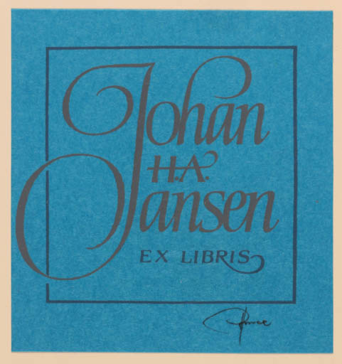 Exlibris by Hannu Paalasmaa from Finland for Johan H. A. Jansen - Text/Writing 