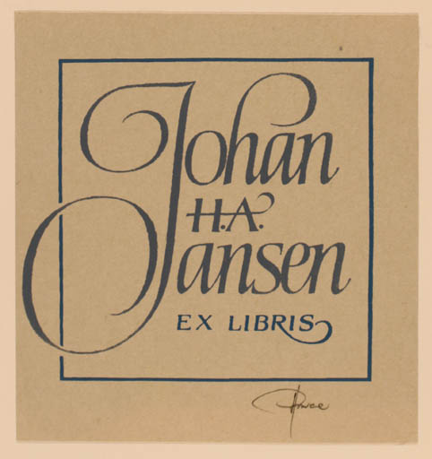 Exlibris by Hannu Paalasmaa from Finland for Johan H. A. Jansen - Text/Writing 