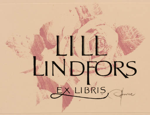 Exlibris by Hannu Paalasmaa from Finland for Lill Lindfors - Flora Text/Writing 