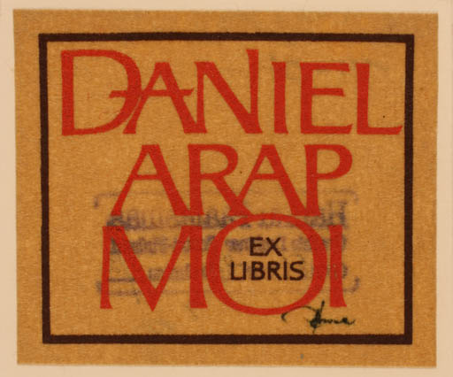 Exlibris by Hannu Paalasmaa from Finland for Daniel Arap Moi - Text/Writing 