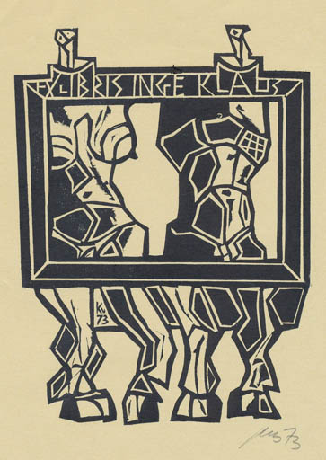 Exlibris by Vincas Kisarauskas from Lithuania for Klaus & Inge Rödel - Abstract 