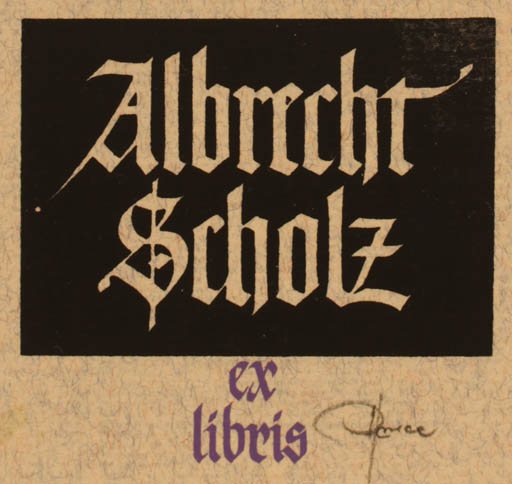 Exlibris by Hannu Paalasmaa from Finland for Dr. Albrecht Scholz - Text/Writing 