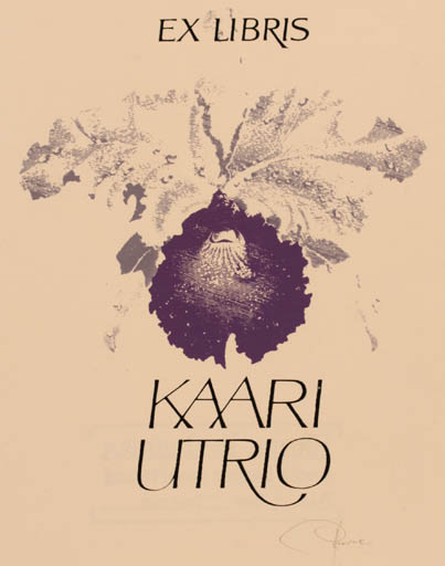 Exlibris by Hannu Paalasmaa from Finland for Kaari Utrio - Flower 