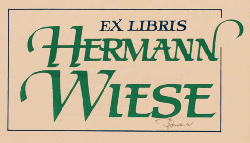 Exlibris by Hannu Paalasmaa from Finland for Dr. Hermann Wiese - Text/Writing 