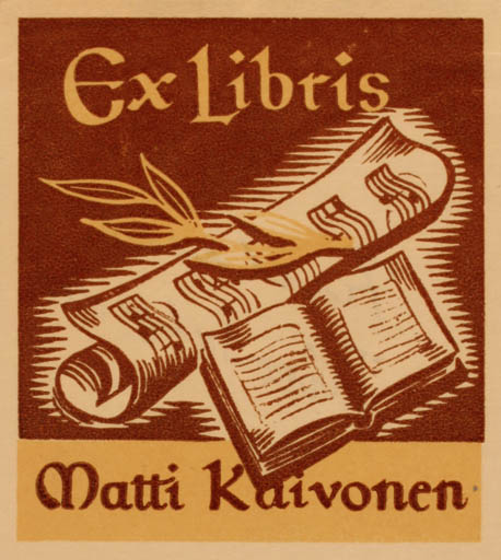 Exlibris by Toivo Salo from Finland for Matti Kaivonen - Book Music 
