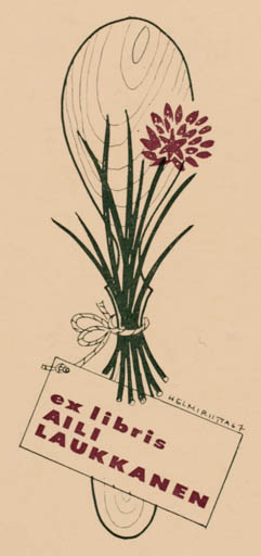 Exlibris by Tanno Seppänen from Finland for Aili Laukkanen - Flower 