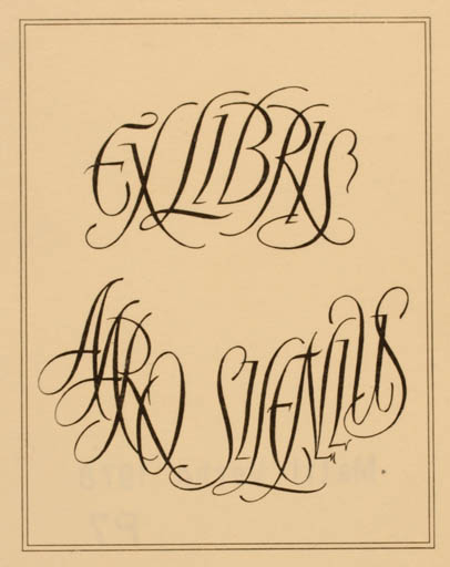 Exlibris by Matti Verho from Finland for Aaro Silenius - Text/Writing 