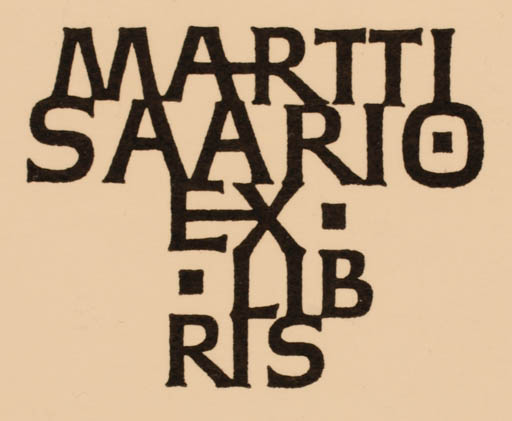 Exlibris by ? Unbekannt from Finland for Martti Saario - Text/Writing 