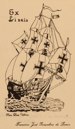 Exlibris by Mario Candida from Portugal for F. J. Goncalves de Lemos - Maritime Ship/Boat 