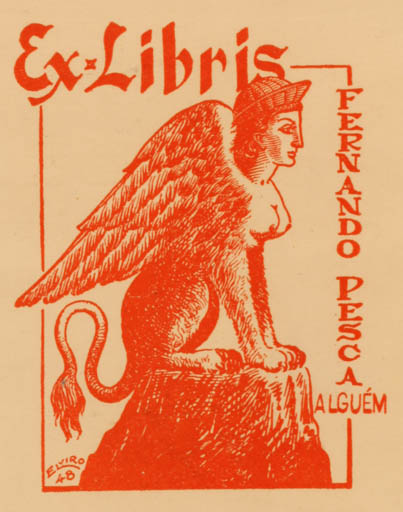 Exlibris by ? Elviro from Portugal for Fernando Pesca - Fable Animal 