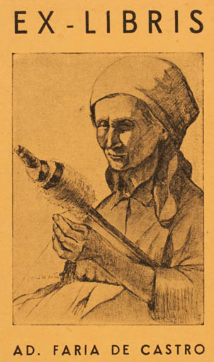 Exlibris by Adolfo Faria de Castro from Portugal for Adolfo Faria de Castro - Working Woman 