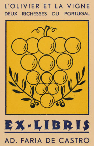 Exlibris by Adolfo Faria de Castro from Portugal for Adolfo Faria de Castro - Wine 