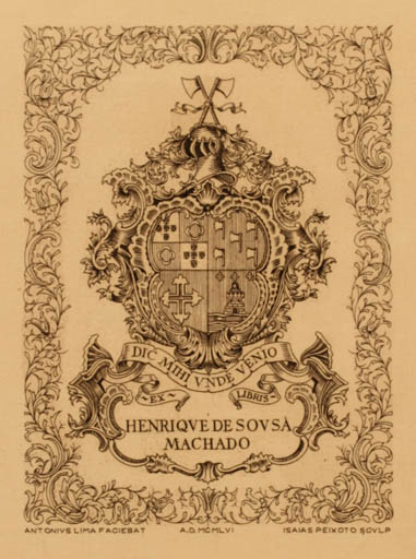 Exlibris by Antonio Lima from Portugal for Henrique de Sousa Machado - Heraldry 