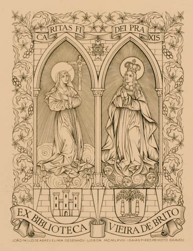 Exlibris by Joao Paulo de Abreu Lima from Portugal for Mauricio Veira de Brito - Religion 