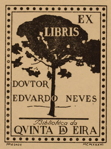 Exlibris by Antonis Piedade from Portugal for Dr. Edvardo Neves - Tree 