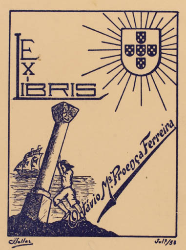 Exlibris by J. Solas from Portugal for Octavio Proenca Ferreira - 