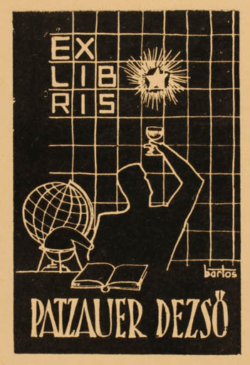 Exlibris by Laszlo Bartos from Hungary for Dezsö Patzauer - 