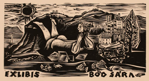 Exlibris by Ferenc Bordás from Hungary for . Sara Bod - Scenery/Landscape 