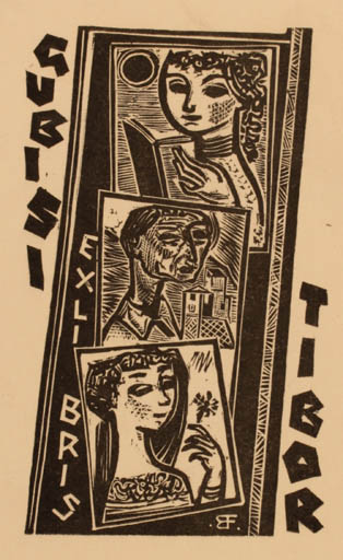 Exlibris by Ferenc Bordás from Hungary for Gubisi Tibor - Portrait 