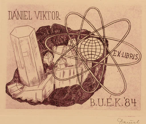 Exlibris by Victor Dàniel from Hungary for Victor Dàniel - Globe Science 