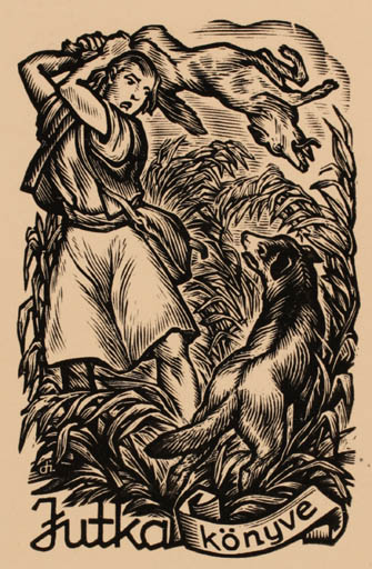 Exlibris by Istvàn Drahos from Hungary for ? Jutka - Drama Fauna 