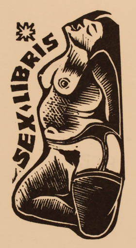 Exlibris by Jozsef Farkas from Hungary for ? Vor der Schrift - Woman Nude 