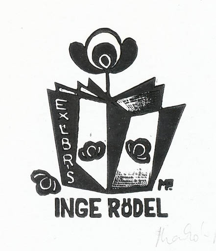 Exlibris by Anna-Pòka Meskò from Hungary for Inge Rödel - Literature 