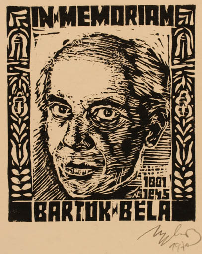 Exlibris by Laszlo Lazar Nagy from Hungary for Bèla Bartok - Portrait 