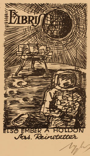 Exlibris by Laszlo Lazar Nagy from Hungary for Mrs. Reinstetter - Cosmos Science 