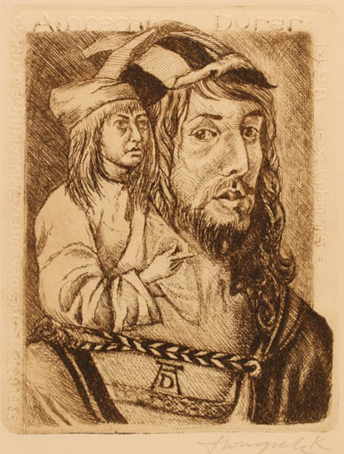 Exlibris by Kazimierz Szoltysek from Poland for Albrecht Dürer - Portrait 