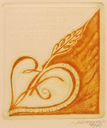 Exlibris by Kazimierz Szoltysek from Poland for Jan Kochanowski - 