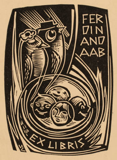 Exlibris by Silvi Väljal from Estonia for Ferdinand Aab - Bird 