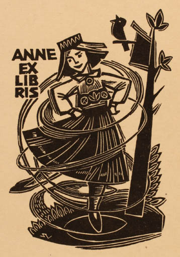 Exlibris by Silvi Väljal from Estonia for ? Anne - Dancing Woman 