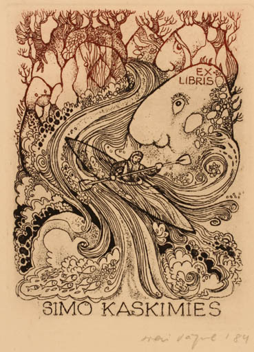 Exlibris by Silvi Väljal from Estonia for Simo Kaskimies - Fairytale/fable 