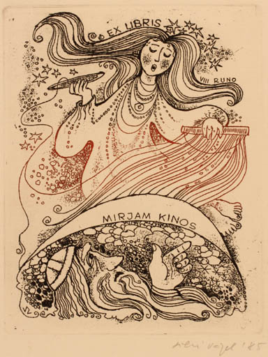 Exlibris by Silvi Väljal from Estonia for Mirjam Kinos - Woman Mythology 