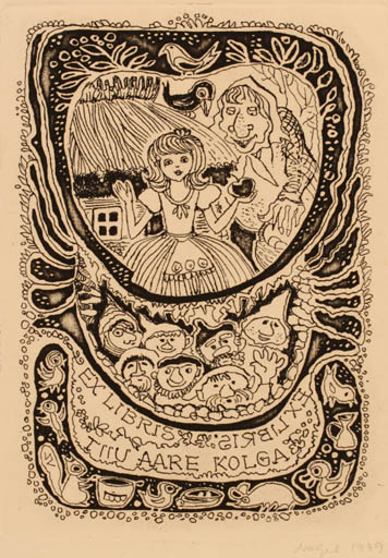 Exlibris by Silvi Väljal from Estonia for Tiiu Aare Kolga - Fairytale/fable 