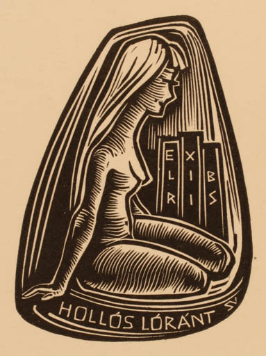 Exlibris by Silvi Väljal from Estonia for Hollòs Lòrànt - Book Woman Nude 