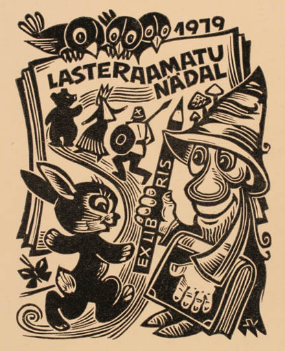 Exlibris by Silvi Väljal from Estonia for Lasteraamatu Nädal - Fairytale/fable 