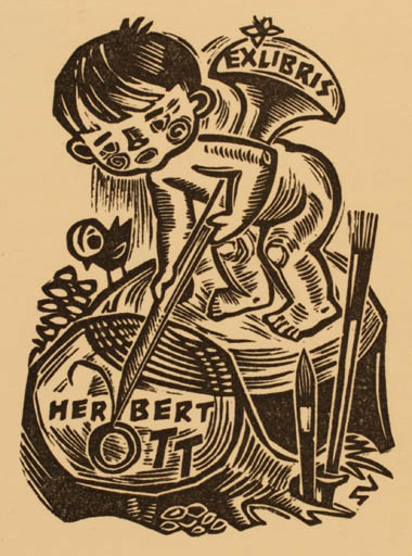 Exlibris by Silvi Väljal from Estonia for Herbert S. Ott - Child 