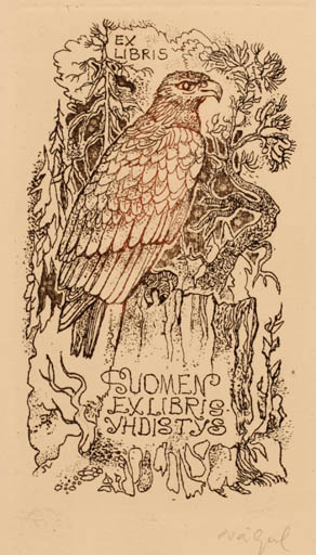 Exlibris by Silvi Väljal from Estonia for Yhdistys Suomen - Bird 