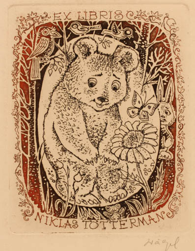 Exlibris by Silvi Väljal from Estonia for Niklas Tötterman - Fauna 