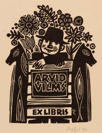 Exlibris by Silvi Väljal from Estonia for Arvid Vilms - 