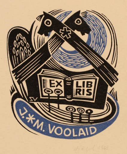 Exlibris by Silvi Väljal from Estonia for J. M. Voolaid - 