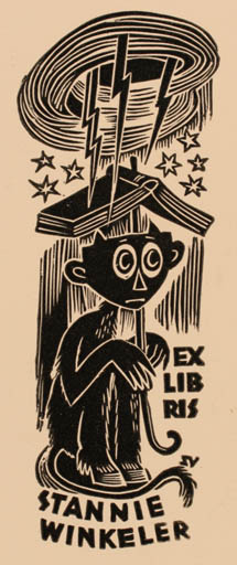 Exlibris by Silvi Väljal from Estonia for Stannie Winkeler - Book Fable Animal 