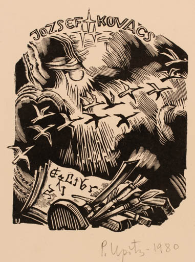 Exlibris by Peteris Upitis from Latvia for Jozsef Kovacs - Bird 