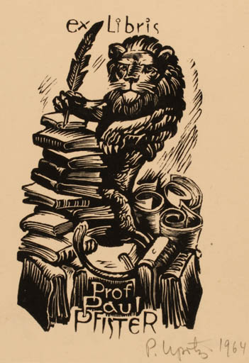 Exlibris by Peteris Upitis from Latvia for Paul Pfister - Book Fauna 