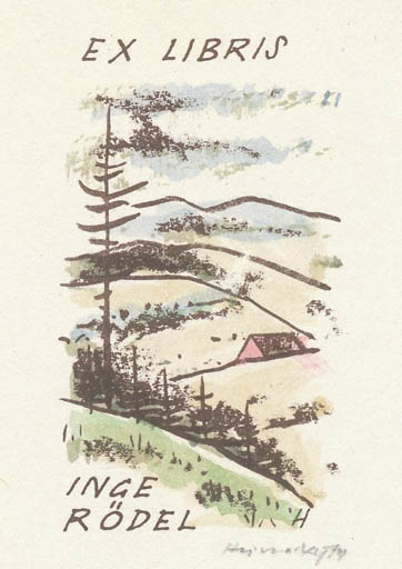 Exlibris by Stanislav  Hlinovsky from Czechoslovakia for Inge Rödel - Scenery/Landscape 