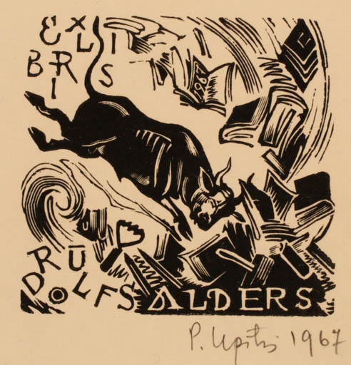 Exlibris by Peteris Upitis from Latvia for Rudolf Salders - Book Fauna 