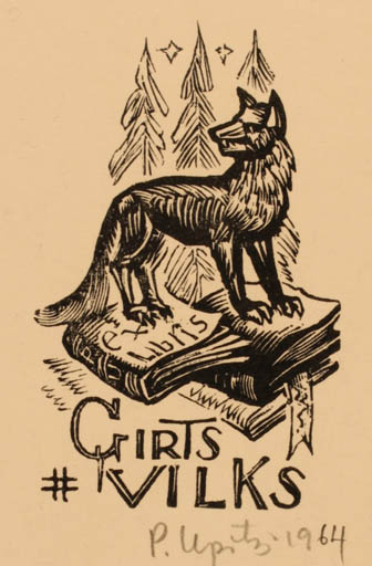 Exlibris by Peteris Upitis from Latvia for Girti Vilks - Book Fauna 