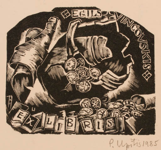 Exlibris by Peteris Upitis from Latvia for Egils Vincovkis - 